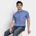 Men's 100% Cotton Casual Shirt , Mid Blue, small image number null